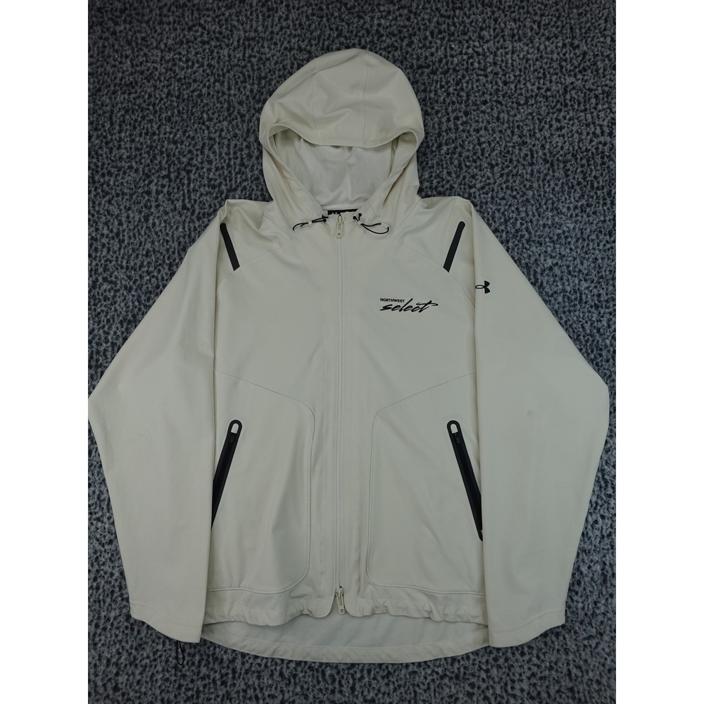 Under Armour Jacket Mens XL Cream Northwest Select Full Zip Hooded 1370494